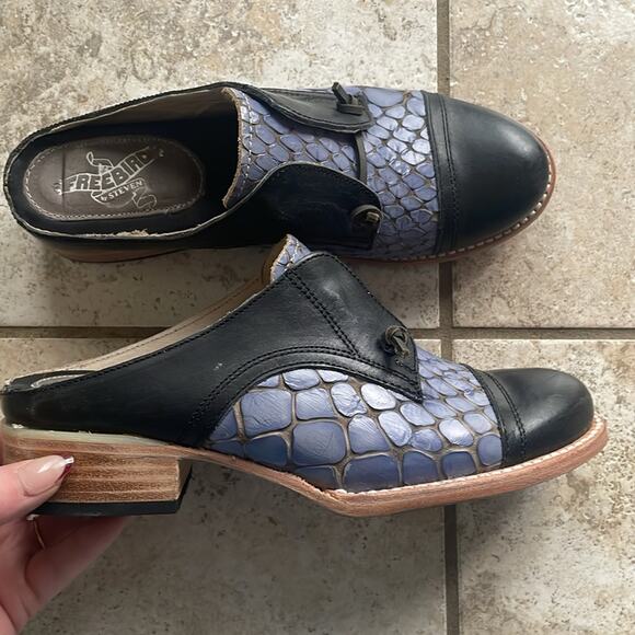 Freebird Malena Leather Oxford Mule Navy Multi - Picture 3 of 16
